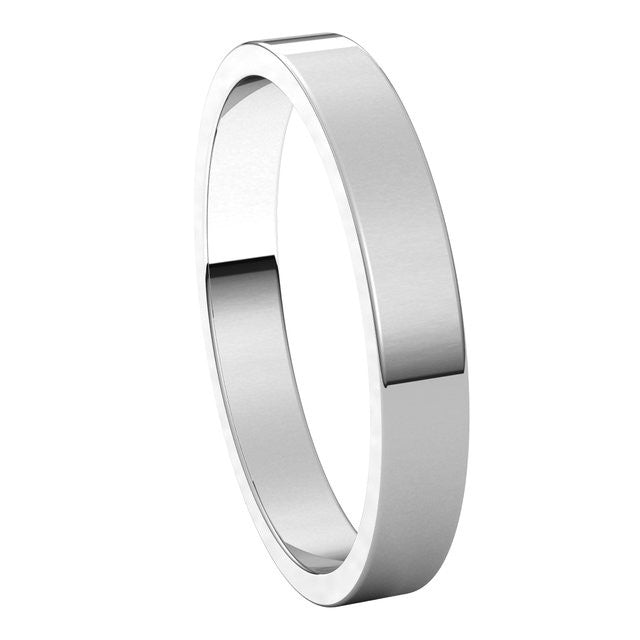 3mm Platinum Flat Wedding Band