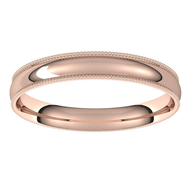 3mm Comfort Fit Milgrain Wedding Band