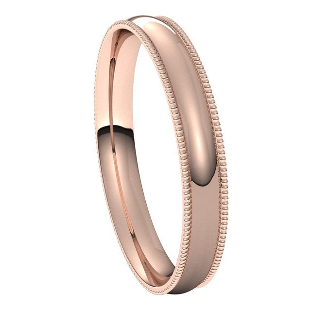 3mm Comfort Fit Milgrain Wedding Band