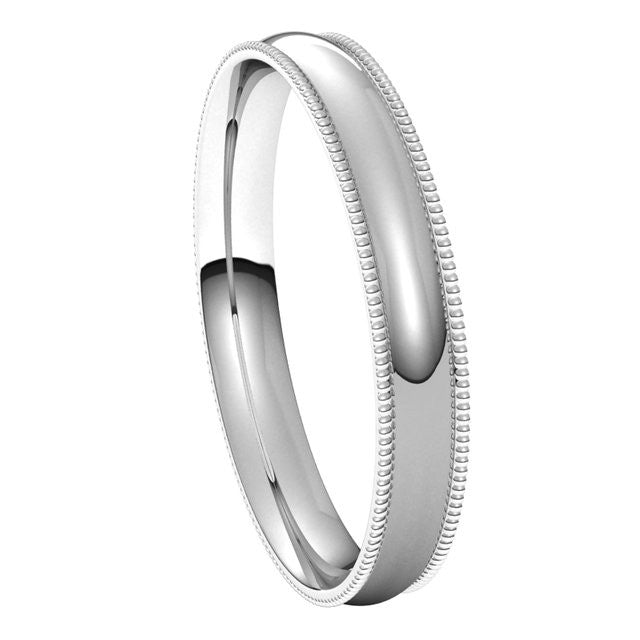 3mm Platinum Comfort Fit Milgrain Wedding Band