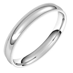 3mm Platinum Comfort Fit Milgrain Wedding Band