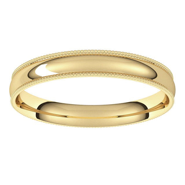 3mm Comfort Fit Milgrain Wedding Band