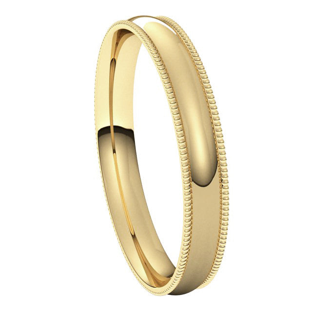3mm Comfort Fit Milgrain Wedding Band