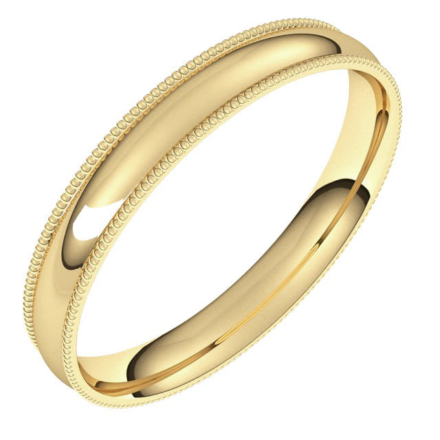 3mm Comfort Fit Milgrain Wedding Band