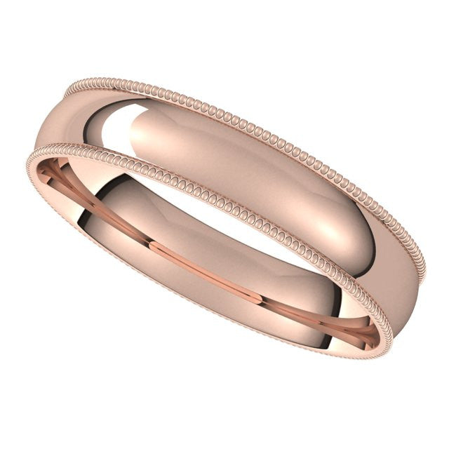 4mm Comfort Fit Milgrain Wedding Band