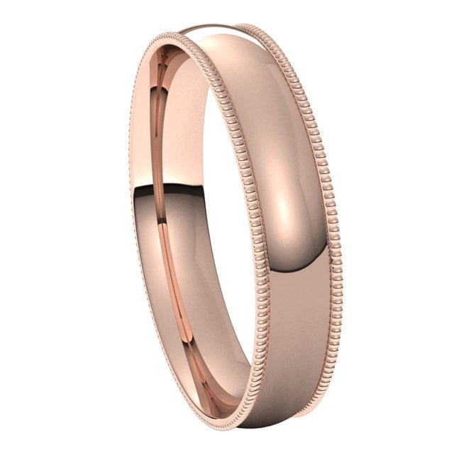 4mm Comfort Fit Milgrain Wedding Band