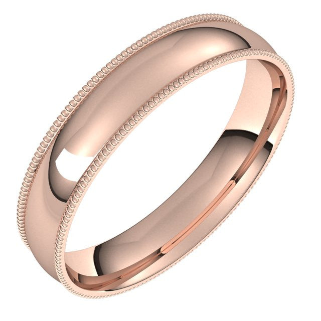 4mm Comfort Fit Milgrain Wedding Band
