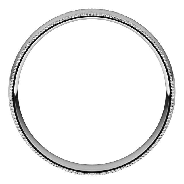 4mm Platinum Comfort Fit Milgrain Wedding Band