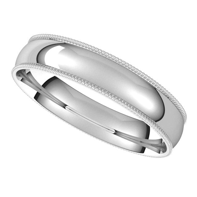 4mm Platinum Comfort Fit Milgrain Wedding Band
