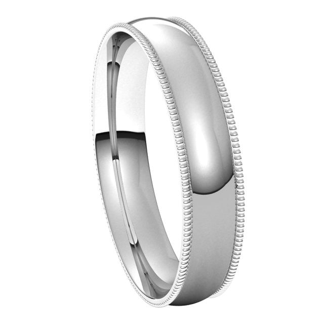 4mm Platinum Comfort Fit Milgrain Wedding Band