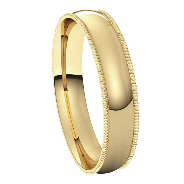 4mm Comfort Fit Milgrain Wedding Band