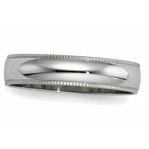 7mm Platinum Comfort Fit Milgrain Wedding Band