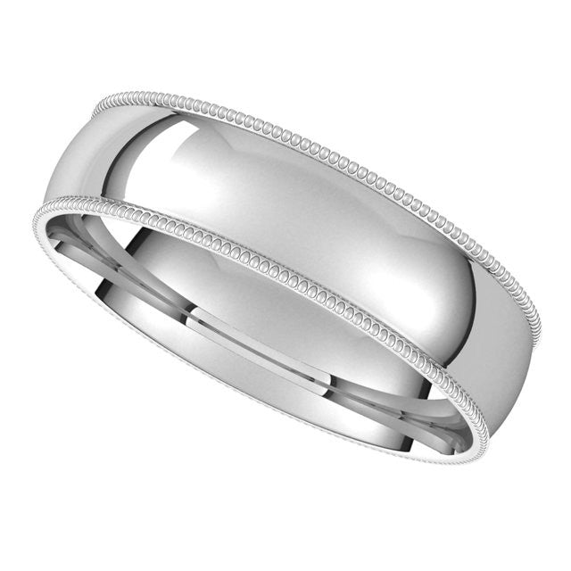 5mm Platinum Comfort Fit Milgrain Wedding Band