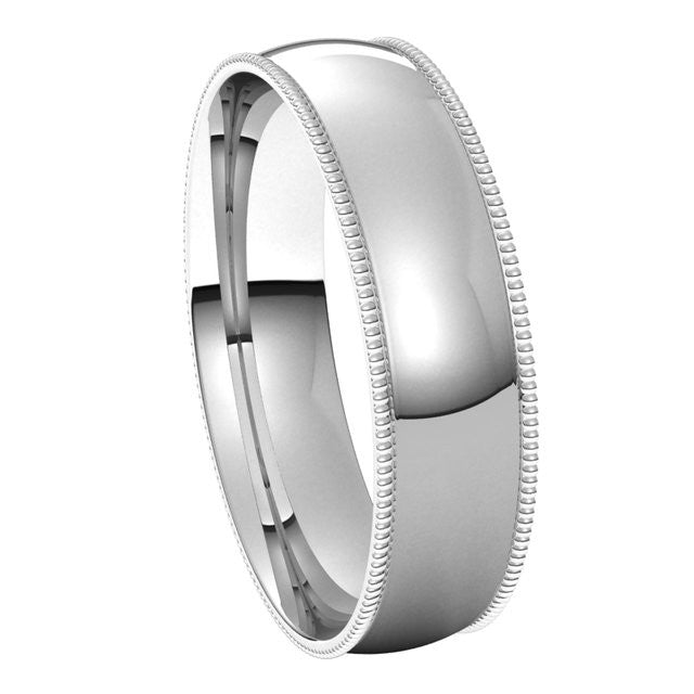 5mm Platinum Comfort Fit Milgrain Wedding Band