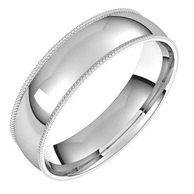 5mm Platinum Comfort Fit Milgrain Wedding Band