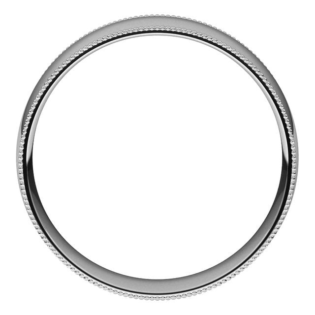 6mm Platinum Comfort Fit Milgrain Wedding Band