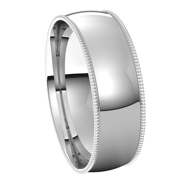 6mm Platinum Comfort Fit Milgrain Wedding Band