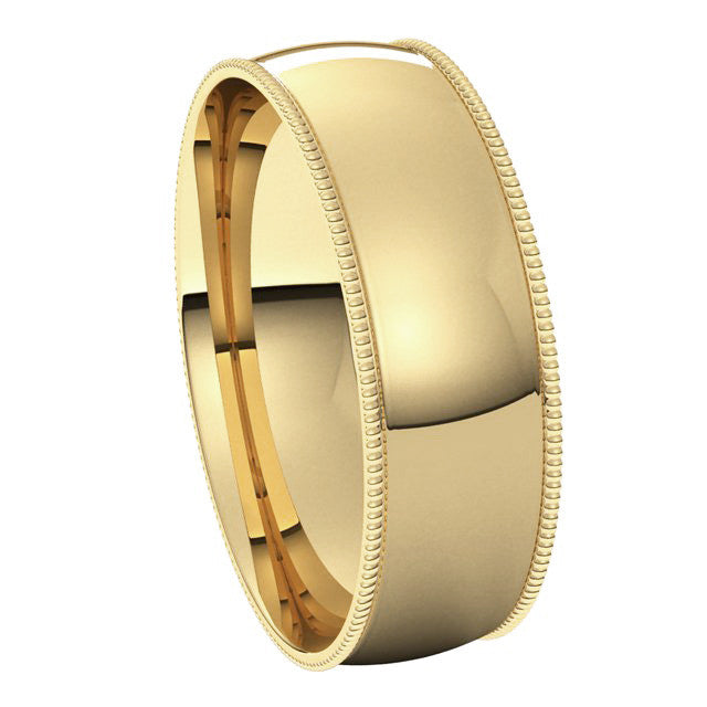 6mm Comfort Fit Milgrain Wedding Band