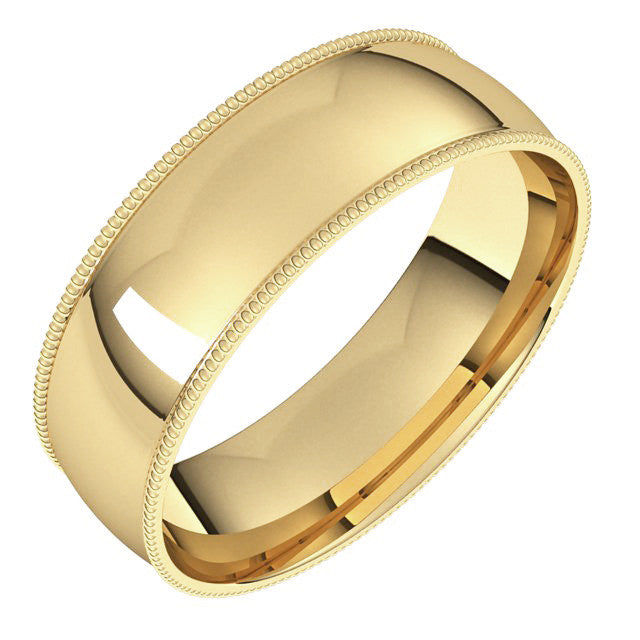 6mm Comfort Fit Milgrain Wedding Band