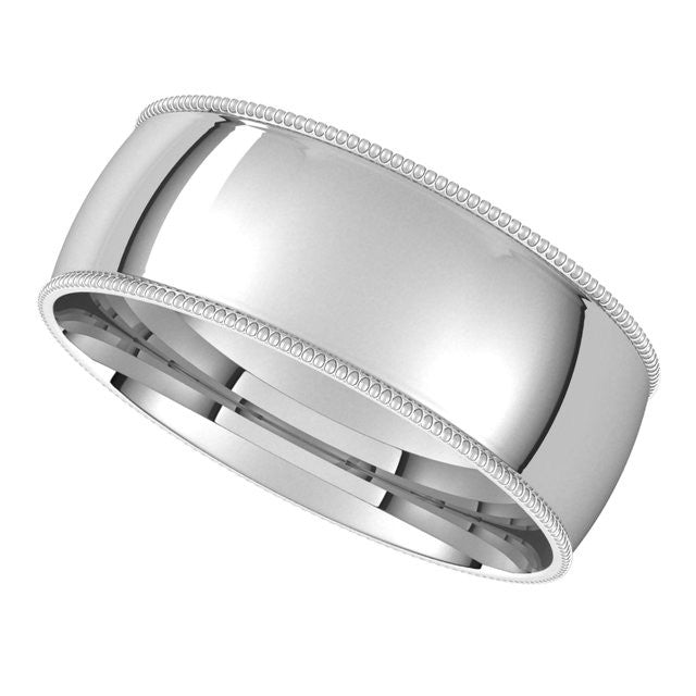 7mm Comfort Fit Milgrain Wedding Band