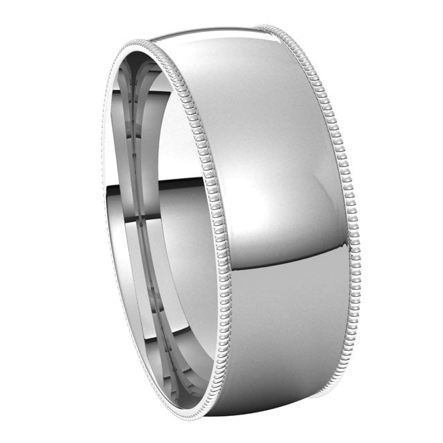 7mm Comfort Fit Milgrain Wedding Band