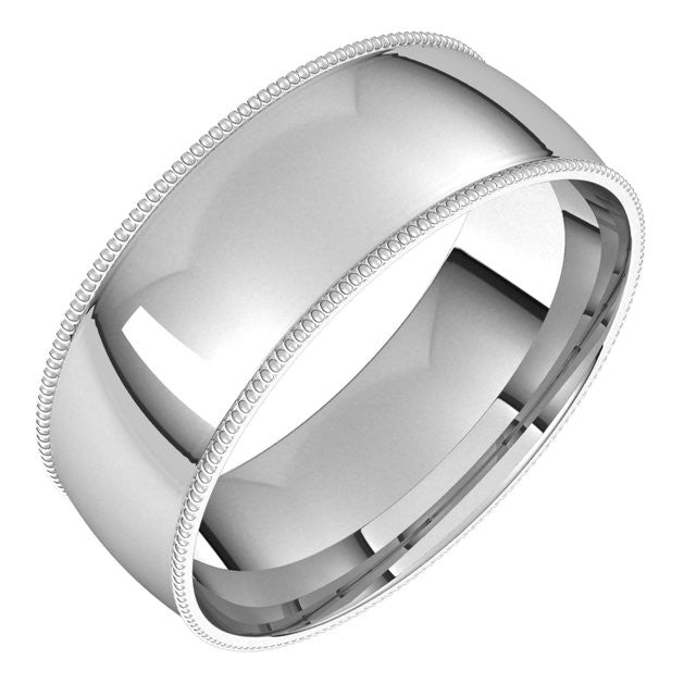 7mm Platinum Comfort Fit Milgrain Wedding Band