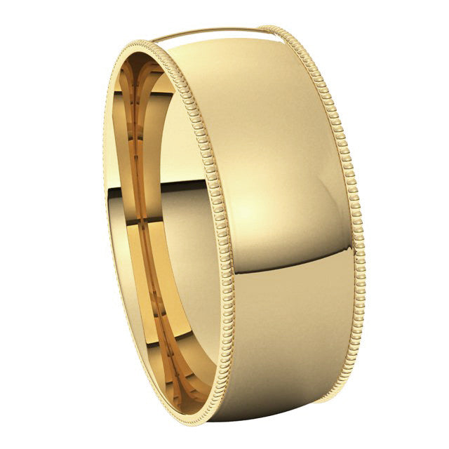 7mm Comfort Fit Milgrain Wedding Band