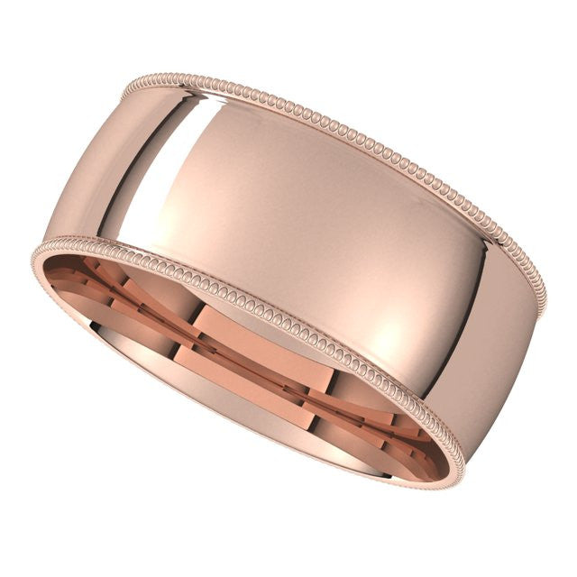 8mm Comfort Fit Milgrain Wedding Band