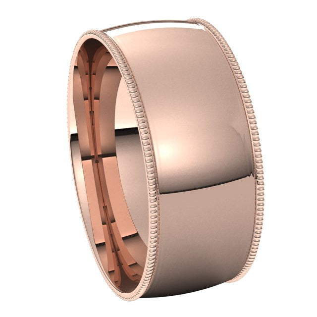 8mm Comfort Fit Milgrain Wedding Band