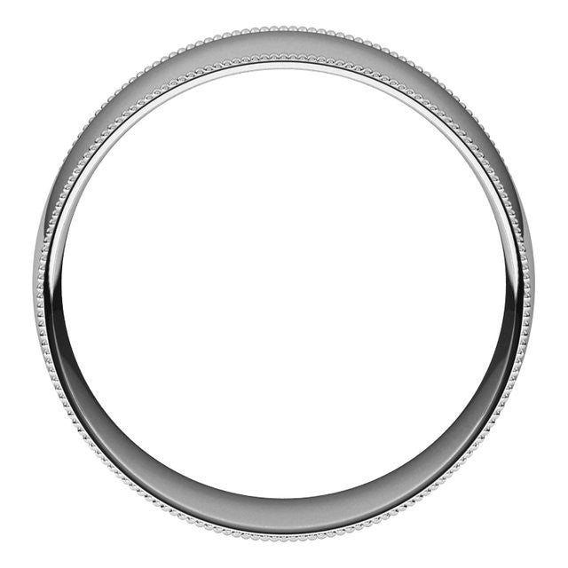 8mm Platinum Comfort Fit Milgrain Wedding Band