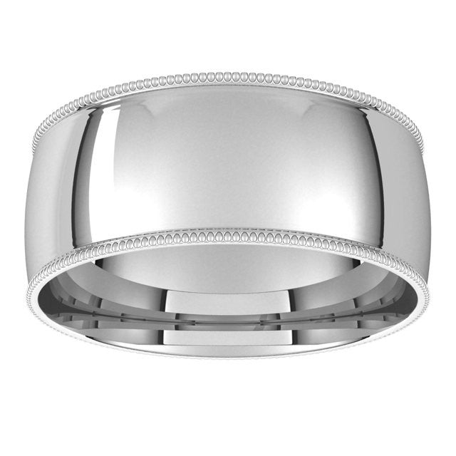 8mm Platinum Comfort Fit Milgrain Wedding Band