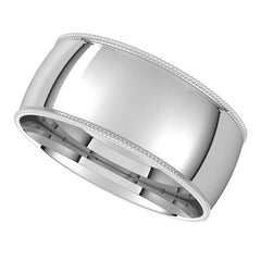 8mm Platinum Comfort Fit Milgrain Wedding Band