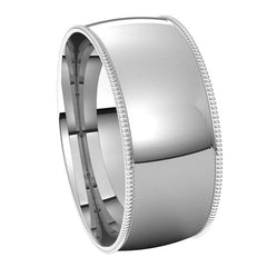 8mm Comfort Fit Milgrain Wedding Band
