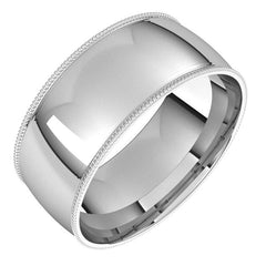8mm Platinum Comfort Fit Milgrain Wedding Band