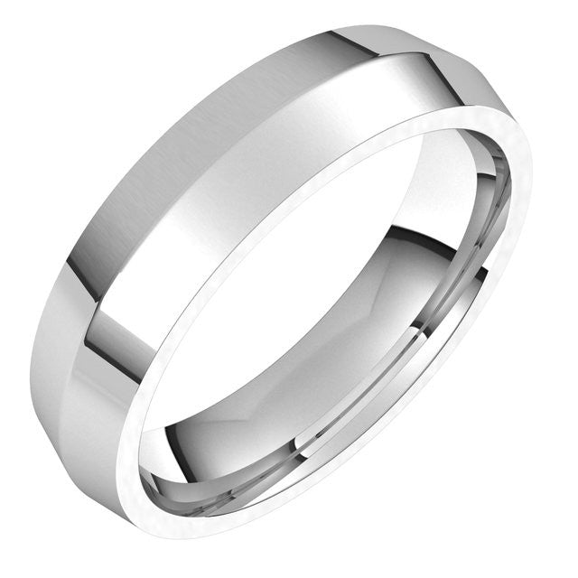 5mm Platinum Knife Edge Comfort Fit Wedding Band