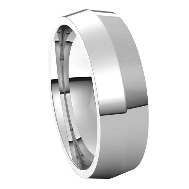 6mm Platinum Knife Edge Comfort Fit Wedding Band