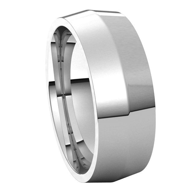 7mm Platinum Knife Edge Comfort Fit Wedding Band