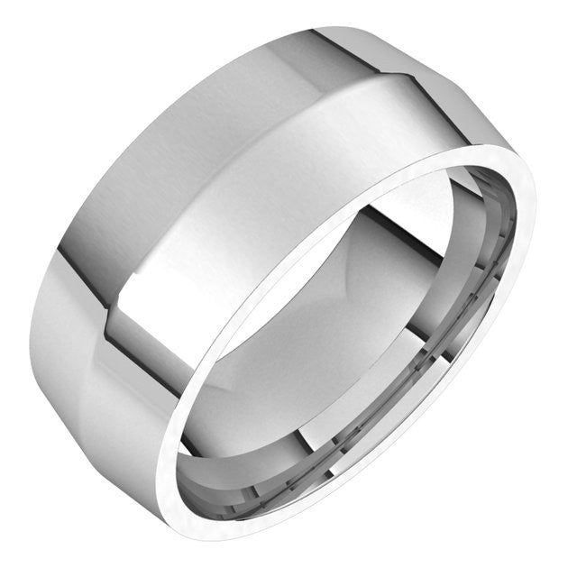 8mm Platinum Knife Edge Comfort Fit Wedding Band