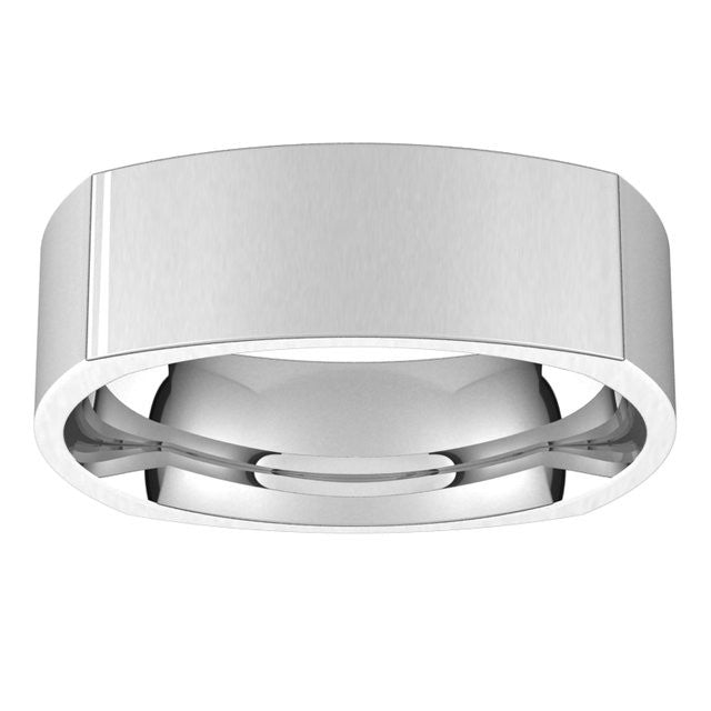 8mm Platinum Square Comfort Fit Wedding Band
