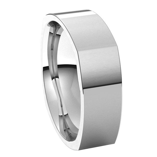 8mm Platinum Square Comfort Fit Wedding Band