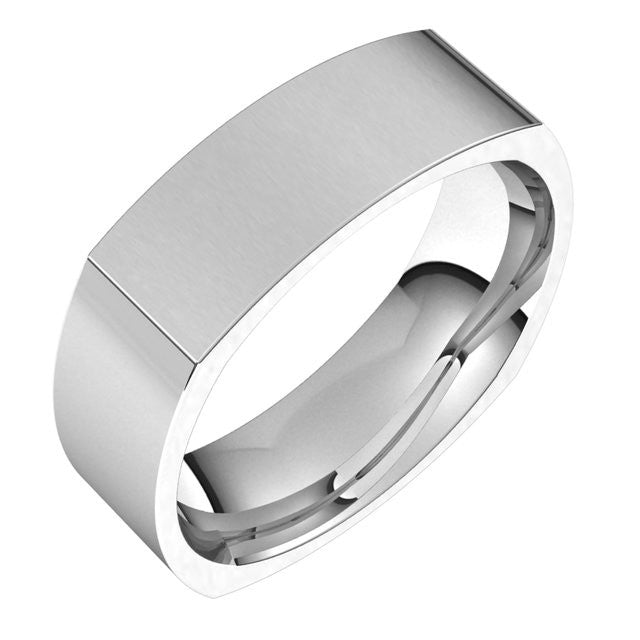 8mm Platinum Square Comfort Fit Wedding Band