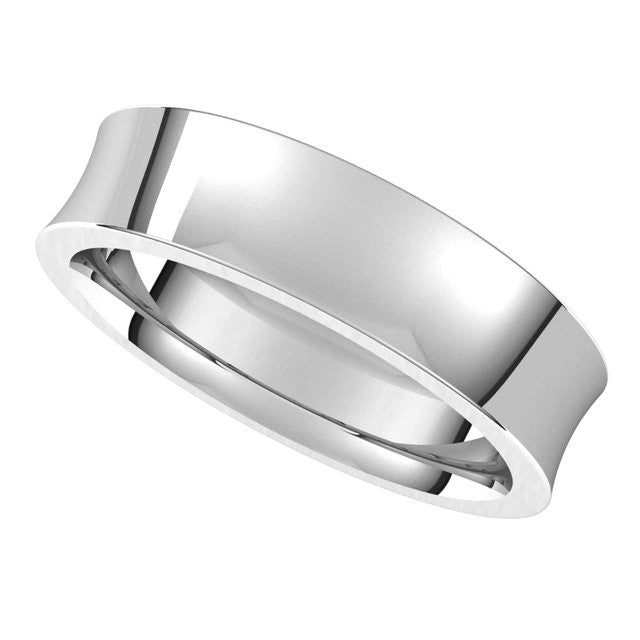 5mm Platinum Concave Comfort Fit Wedding Band