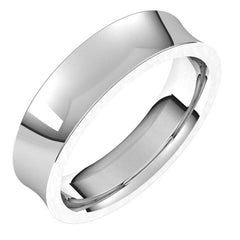 5mm Platinum Concave Comfort Fit Wedding Band