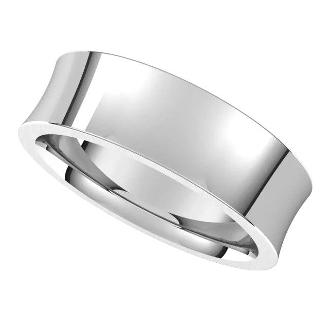 6mm Platinum Concave Comfort Fit Wedding Band