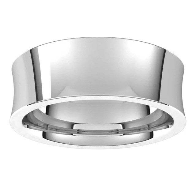 7mm Platinum Concave Comfort Fit Wedding Band