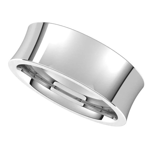 7mm Platinum Concave Comfort Fit Wedding Band