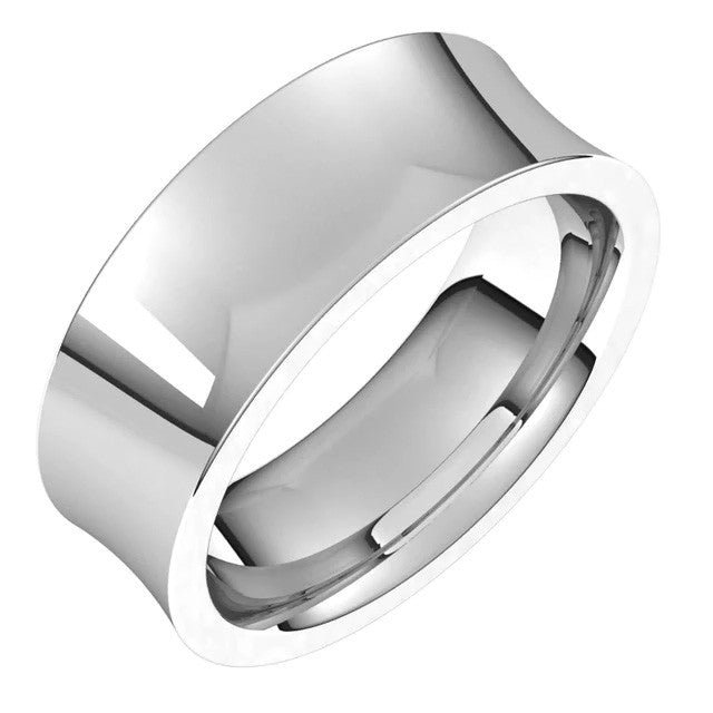7mm Platinum Concave Comfort Fit Wedding Band