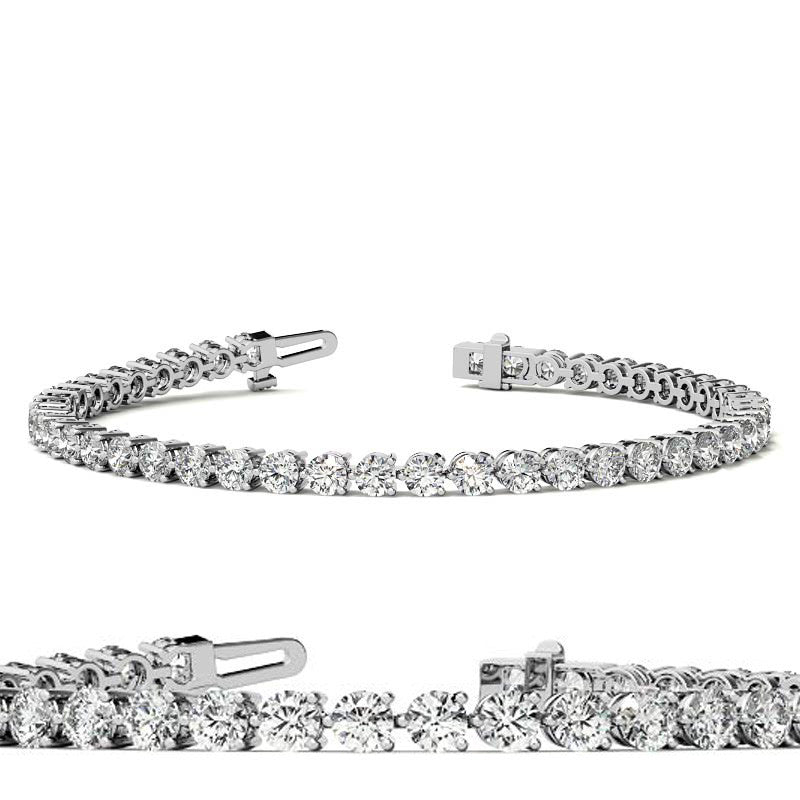 Round Brilliant Moissanite 3-Prong Bracelet, 4.6ct (3mm)