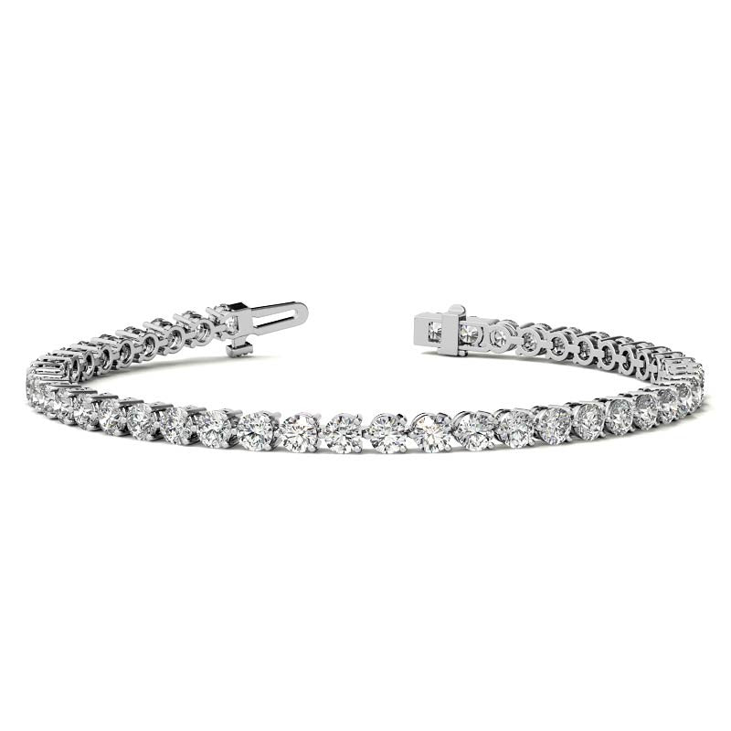 Round Brilliant Moissanite 3-Prong Bracelet, 4.6ct (3mm)