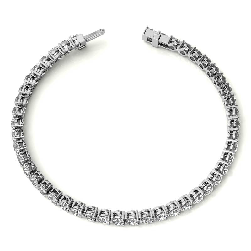Round Brilliant Moissanite 3-Prong Bracelet, 4.6ct (3mm)